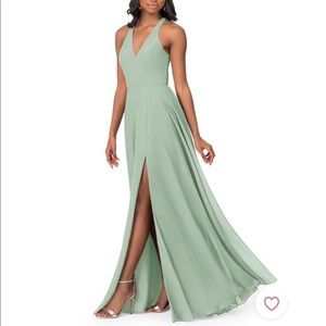 Azazie Amalfie agave bridesmaid dress
